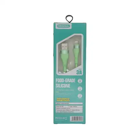 Szilikon USB - Lightning kábel gyors töltéshez - Zöld