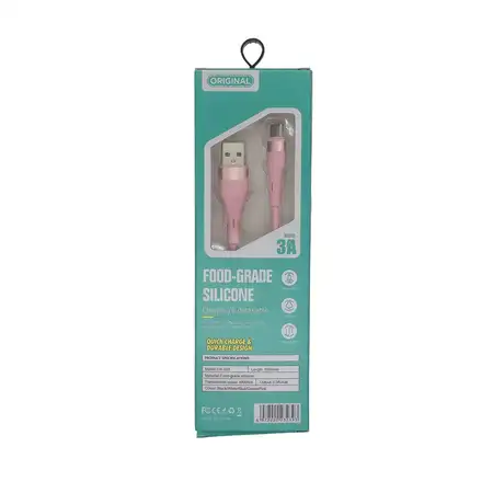 Szilikon USB - Lightning kábel gyors töltéshez - Rózsaszín