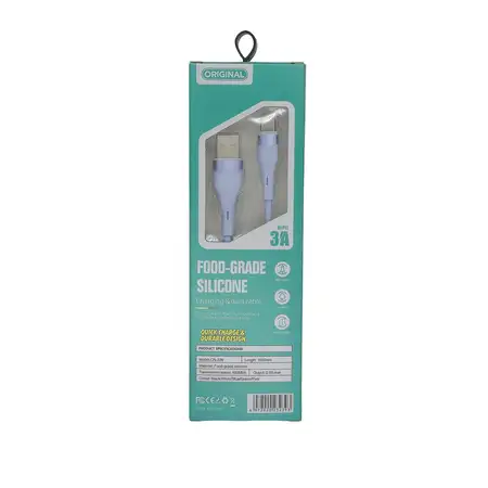 Szilikon USB - Lightning kábel gyors töltéshez - Fehér